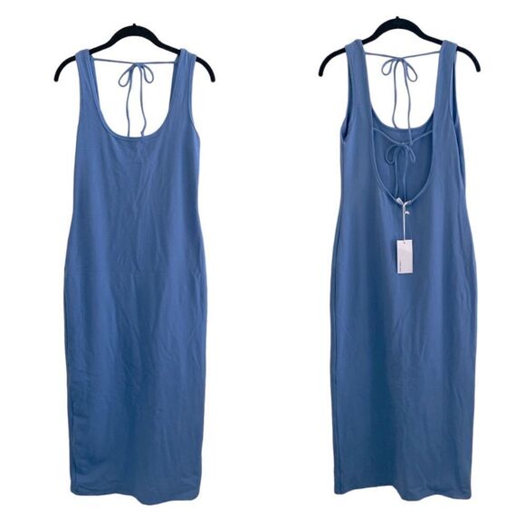 NWT Reformation Nero Midi Knit Dress in Dusk Blue Large - Picture 1 of 10